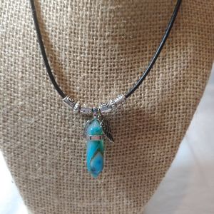 Blue Agate Hexagon Necklace